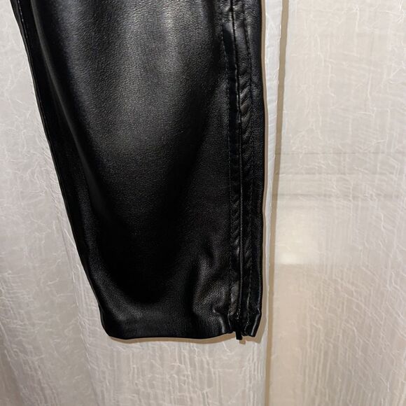 free people 6 Vegan Leather Black Stretch Zip Ankle  Elastic Waist Moto Legging - Picture 5 of 16